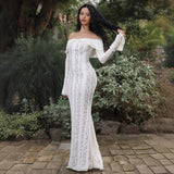 Niulatu Fashion Sexy Lace New Horn Sleeves Chest Repair Height Waist Tail Dress SPCP