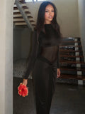 2025 New Women's Sexy Mid-Rise Net Wrinkled Temperamental Toss Dress HZ0108