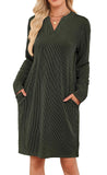 TK2025 Autumn And Winter New Loose V-Neck Pocket Leisure Long-Sleeved Home Dress HZ0108