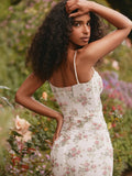 2025 Summer New Women's Fashion Sexy Print Body Waist Lace Breasts Slinged Dress HZ0108