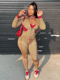 2025 New Women's Leopard Print Bump Color Long-Sleeved Zipper Open Shirt Draw Rope Trousers Two Sets HZ0108