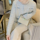 Korean Version Of Bright Silk Soft-Glip Sweater Women's Autumn And Winter New Sweet And Gentle Fashion Knitted Open Shirt HZ0108