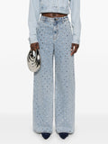2025 New Design Hot Diamond High-Rise Jeans Women Spring New High Street Broad-Legged Trousers Women HZ0108