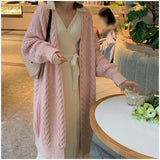 Autumn 2025 Women's New Long Knitted Cardigan Long Sleeve Lazi Sweater Coat Outside The Wind HZ0108