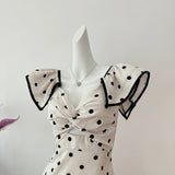 Cute A Line V Neckline Polka Dots Summer Dress Holiday Party Outfits For Women HZ1214