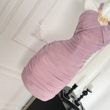 Sexy Sheath Halter Neckline Lilac Ruffles Summer Dress Holiday Party Outfits For Women HZ1214