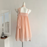 Cute A Line Spaghetti Straps Pink Chiffon Summer Dress Holiday Short Party Outfits For Women HZ1214