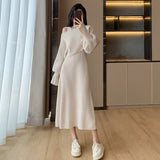 New French High-Grade Slim Slimy Small Small Fragrant Style Two Sets Of Knitted Dress Woman HZ0108