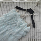 Sexy A line Halter Blue Tulle Min Summer Dress Holiday Party Homecoming Dress Birthday Outfits For Teens HZ1214