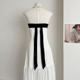 Simple A line Strapless White Tulle Summer Dress Holiday Party Dress Birthday Outfits For Teens HZ1214