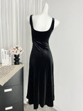 Sexy Mermaid Straps Black Velvet Summer Dress Holiday Party Birthday Outfits For Women HZ1214