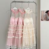 Cute A Line Square Halter Lace Summer Dress Holiday Party Outfits For Girls HZ1214