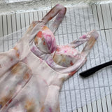 Cute A line Straps Floral Pink Short Summer Dress Holiday Party Birthday Outfits HZ1214