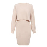 Hot Knitted Dress Two Sets Of 2025 Autumn And Winter 2025 New Solid Dress Women Sweater HZ0108