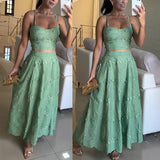 Niulatu 2025 New Sling Lace Set INS Leisure Vacation Dress Two-Sleeve SPCP