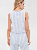 2025 New Summer Women's Sleeveless Bow Striped Trousers Two Sets HZ0108