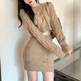 Autumn/Winter 2025 Sweater Women's Set Temperament With Knitted Shirts And Hips Skirt Fashion Two-Piece HZ0108