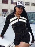 2025 New Women's Waffli Muscle Fabric Bumping Splicing Open Shirt Draw Shorts Set HZ0108