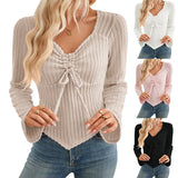 Mid-Winter 2025 New Lady Folding Long-Sleeved Pit Strip Short Top T-Shirt HZ0108