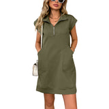 New Collar Zipper Pocket Loose Straight Dress In Summer 2025 HZ0108