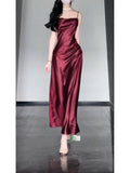 Niulatu Sheath Spaghetti Straps Christmas Dress Burgundy Prom Dresses Birthday Outfits SD1167