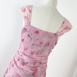 Sexy Sheath Straps Floral Pink Summer Dress Holiday Party Outfits For Women HZ1214