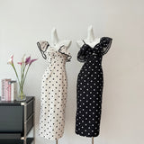 Cute A Line V Neckline Polka Dots Summer Dress Holiday Party Outfits For Women HZ1214
