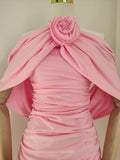 Niulatu Sheath Halter Pink Floral Holiday Dress Travel Vacation Dresses Short Birthday Dress SD1251