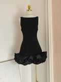 Niulatu Sheath Black Satin Holiday Dress Travel Vacation Dresses Short Birthday Dress SD1252