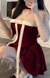 Niulatu Gown Strapless Dark Red Christmas Dress Birthday Dresses Birthday Outfits SD1290