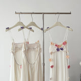 Cute A Line Spaghetti Straps Floral White Chiffon Summer Dress Holiday Party Outfits For Women HZ1214