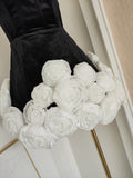 Niulatu Sheath Strapless Velvet Black Holiday Dress Travel Vacation Dresses Short Birthday Dress SD1254