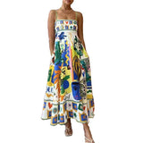 Women's Clothing 2025 Spring New Sexy Big Swing Dress Graffiti Print Sleeveless Sling Dress HZ0108