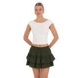 2025 Summer New Lady Tight Belt Anti-Walking Dress Sweet Cake Skirt HZ0108