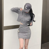 Autumn/Winter 2025 Sweater Women's Set Temperament With Knitted Shirts And Hips Skirt Fashion Two-Piece HZ0108