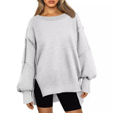 Mid-Winter 2025 New Products Loose Splicing Round Collar Open Fork Jacket Lady Top HZ0108