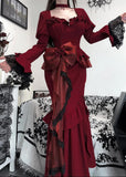 Niulatu Mermaid Sweetheart Lolita Dress Christmas Dress Burgundy Birthday Dresses SD1131