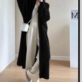 2025 Autumn Women's Loose Long Sweater Knitted Shirt Coat Lazy Wind Imitation Water Velvet Knitted Shirt Woman HZ0108