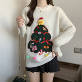 Lazy Wind Red Christmas Sweater Women's Autumn And Winter 2025 Women's Casual Round Knitted Shirt HZ0108