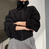 Autumn And Winter New High-End Knitted Open Shirt Lazy Wind High-Collar Loose Thin Sweater Women's Coat HZ0108