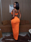 Women's 25 Summer Strip Sling Vests With Hip Skirt Set Summer Women's Clothing HZ0108