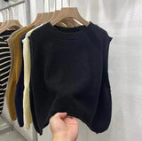 European Round-Neck Knitted Vest Women's Dress 2025 Spring And Autumn Thin Jacket Folded With Sleeveless Vest Tops HZ0108