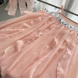 Cute A Line Spaghetti Straps Pink Chiffon Summer Dress Holiday Short Party Outfits For Women HZ1214