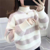 Autumn And Winter Snow Linoleum New Women's Thicken Student Sweater Women Loose Wearing Imitation Water Velvet Knitted Bottom Shirt HZ0108