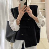 Spring And Autumn Outside The Stacked Cardigan Shoulder Temperament Literary Style Small Design Irregular Knitting Vest Vest Woman HZ0108