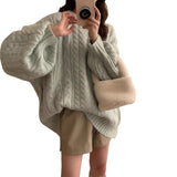 Round Collar 2025 New Soft-Mascued Knitting Coat On The Head Of The Lazy Wind Korean Version Of The Loose Sweater Coat Women's Large Autumn And Winter HZ0108