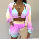 2025 Women's Sexy Three-Piece Spring Beach Fashion Shorts Set HZ0108