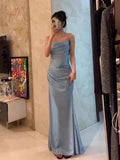 Niulatu Mermaid Spaghetti Straps Blue Sequin Prom Dresses Birthday Outfits With Ruffle SD1139