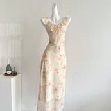 Simple Sheath V Neckline Pink Floral Chiffon Summer Dress Holiday Party Dress Birthday Outfits For Teens HZ1214