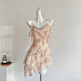 Cute A Line Spaghetti Straps Pink Sequin Casual Dress Summer Short Holiday Dresses HZ1214